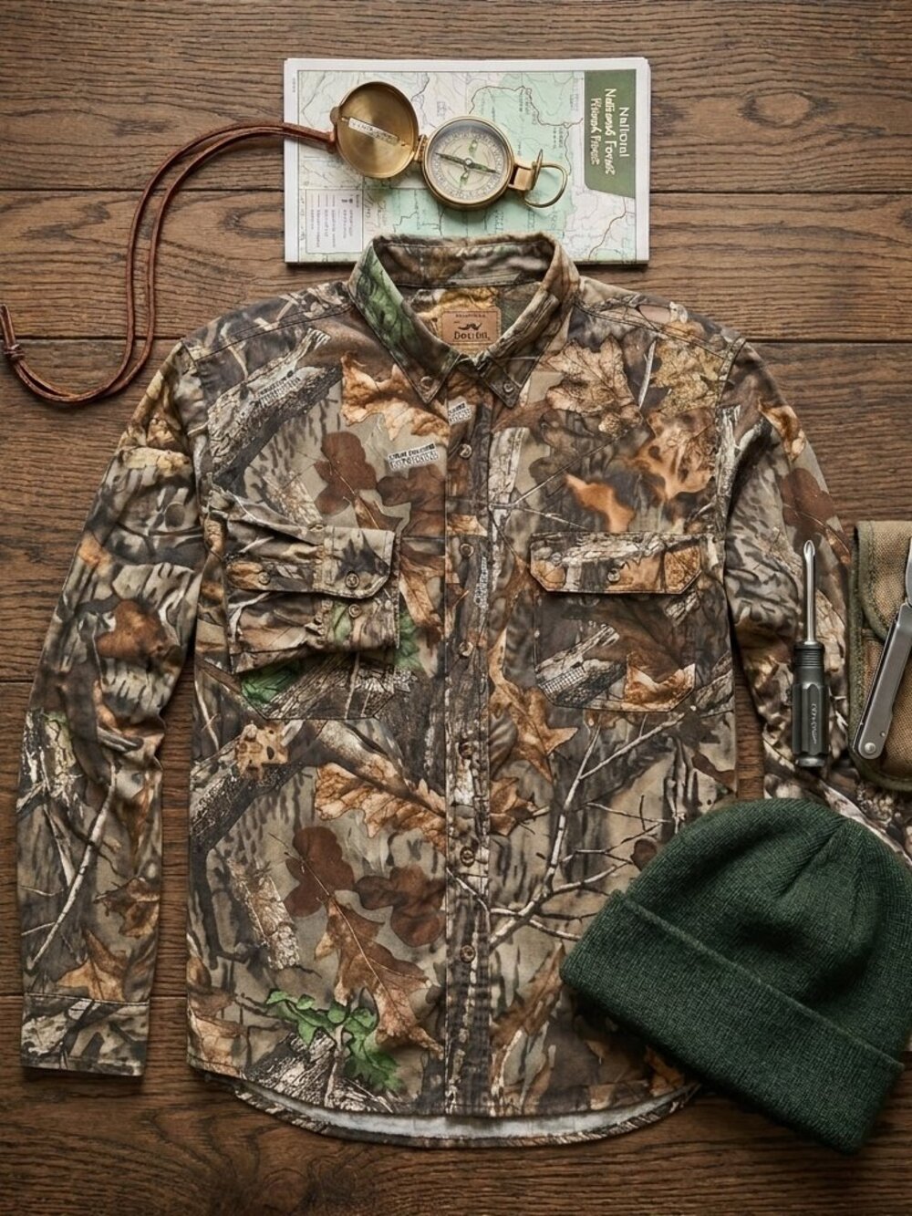 Duxbak Men's M Advantage Timber Camouflage Button Up Long Sleeve Shirt Hunting